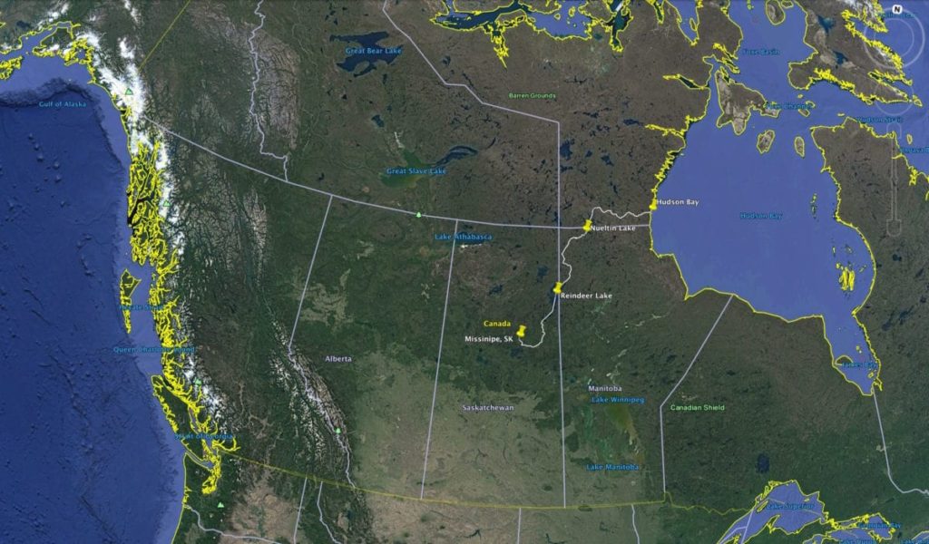 1000 mile solo route in the Canadian North