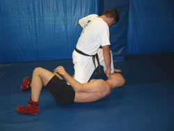 Kneemount and punch after defending the double leg tackle with a sprawl 6