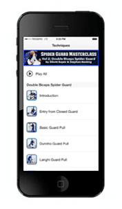 Menu screen for double biceps spider guard bjj app