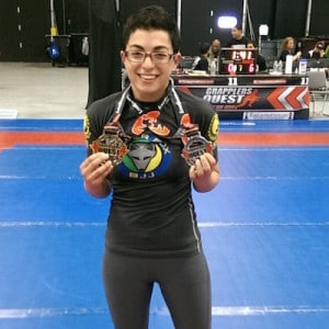 Molly with competition medals