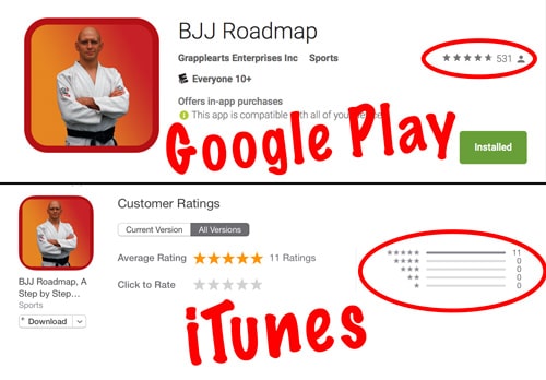 itunes and google play reviews for roadmap app
