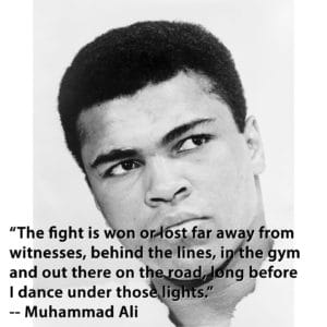 Muhammad Ali quote on running, conditioning and cardio
