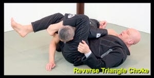 The reverse triangle choke (aka gyaku sankaku in Judo)