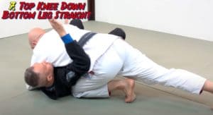Side control with top knee down and bottom leg straight