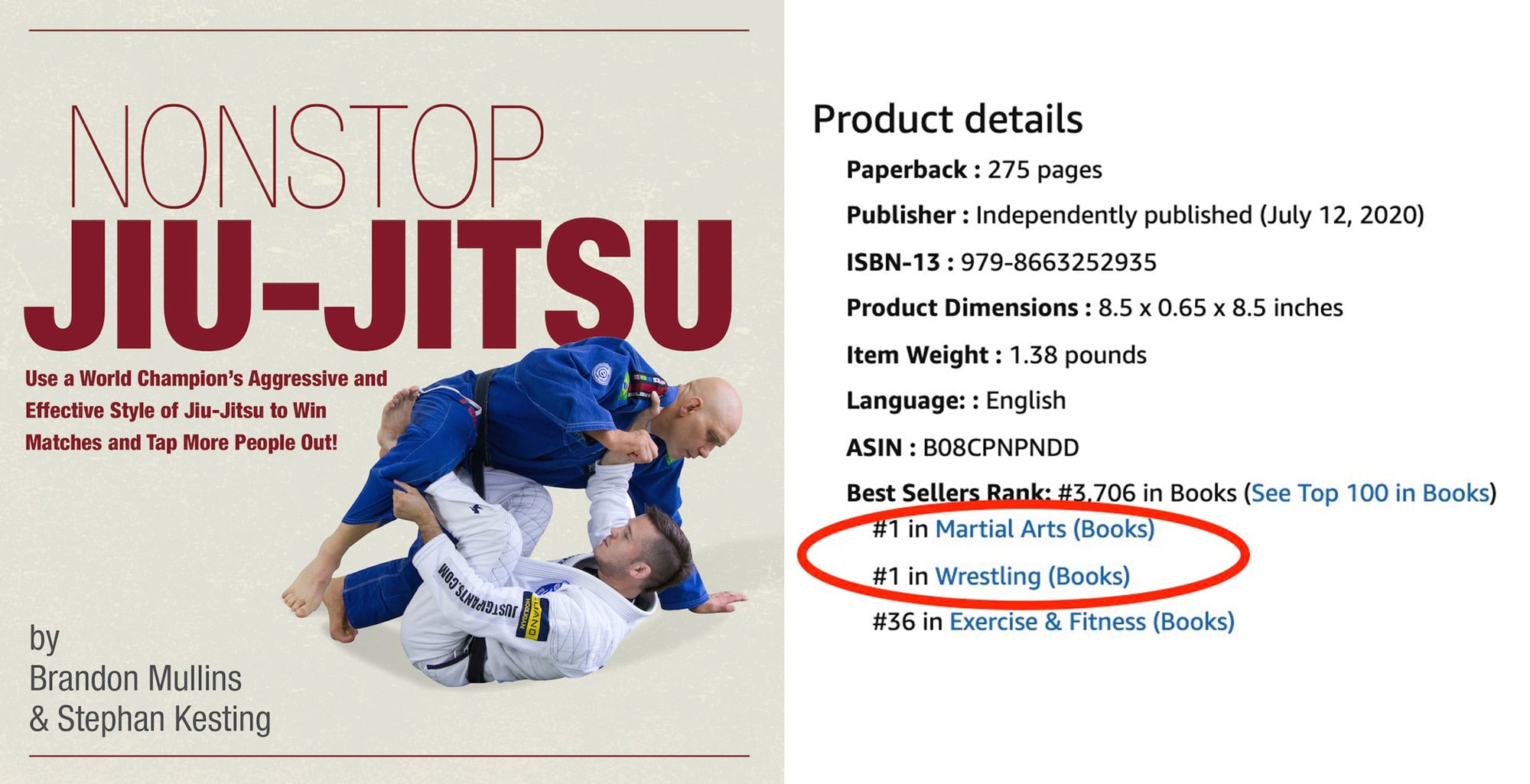 Nonstop Jiu-Jitsu is now the number one martial arts book on Amazon