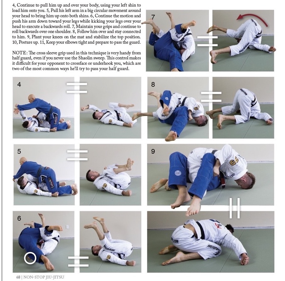 Page 67 of Nonstop Jiu-Jitsu, with an advanced application of the fundamental Backwards Shoulder Roll
