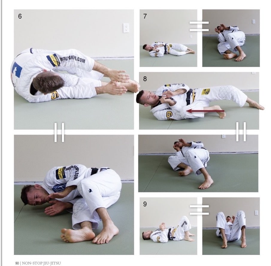 Page 80 of Nonstop Jiu-Jitsu, showing how to combine the Bridge motion with the Shrimp motion