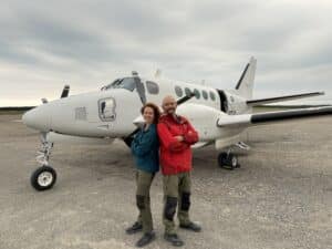 Boarding charter flight in Thompson MB