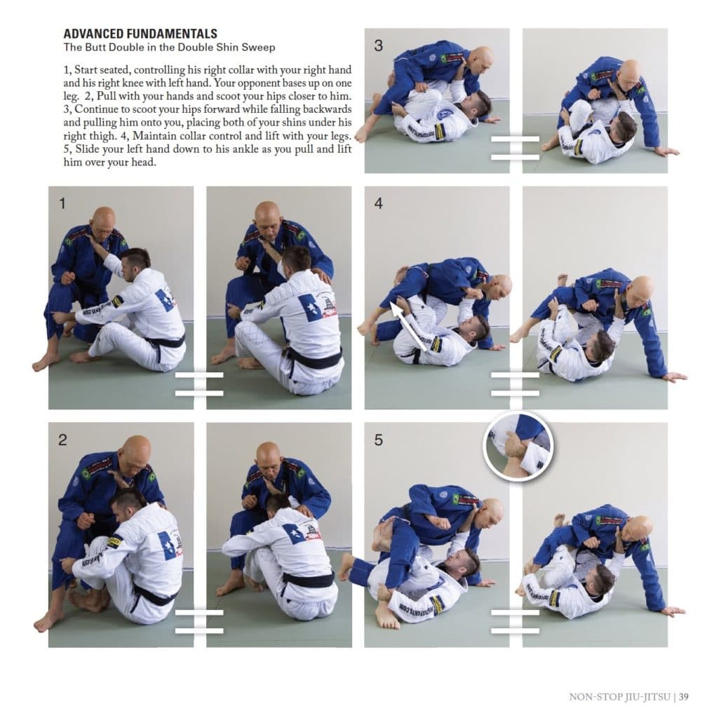 Double Shin Sweep vs an Opponent Posting on One Foot, Page 39 of Nonstop Jiu-Jitsu