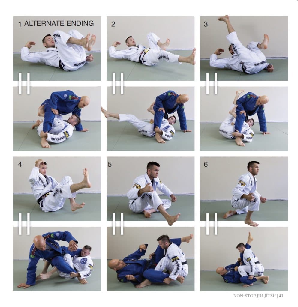 Double Shin Sweep vs an Opponent Posting on One Foot, Page 41 of Nonstop Jiu-Jitsu