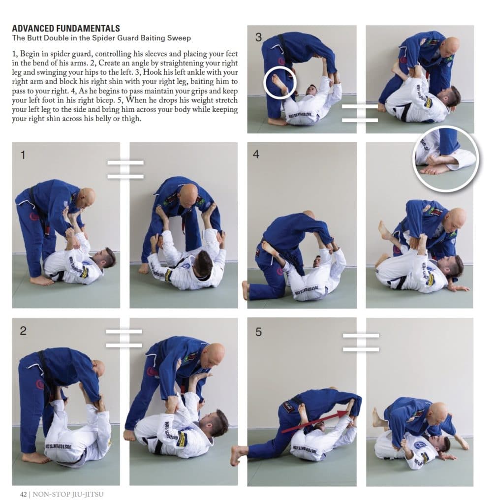 Double Shin Sweep vs an Opponent Posting on One Foot, Page 42 of Nonstop Jiu-Jitsu