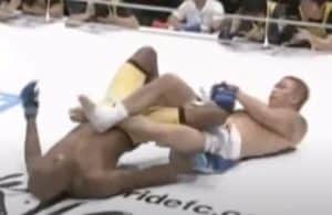 Ryo Chonan submits Anderson Silva with a Kani Basami takedown and leglock