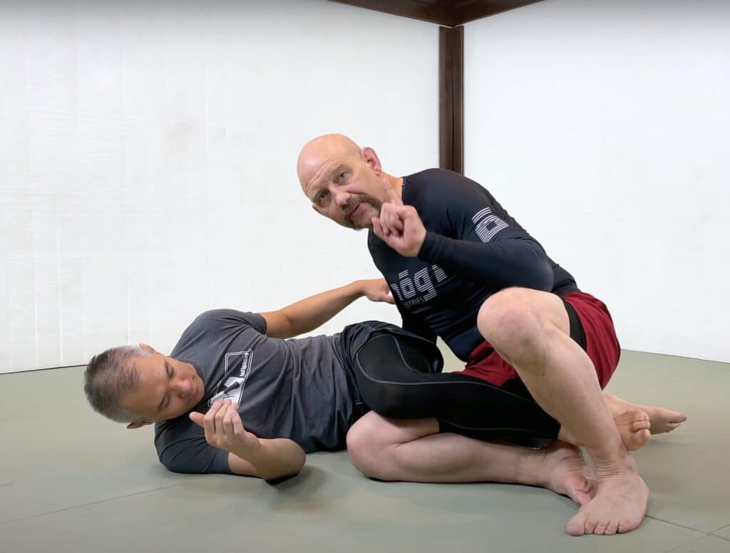Dope Mount Step 1, Split Your Opponent's Legs with Your Rear Knee