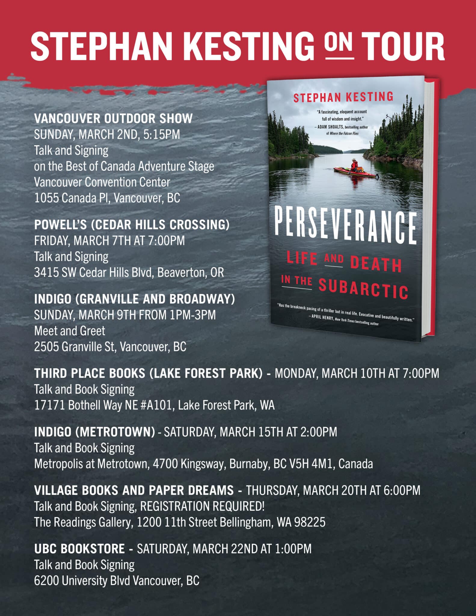 Perseverance Book Tour Dates